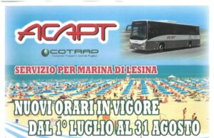 NUOVI ORARI E NUOVE POSSIBILITÀ PER IL SERVIZIO DI TRASPORTO PUBBLICO ESTIVO APRICENA – MARINA DI LESINA (ATTIVO DAL 01/07 AL 31/08).