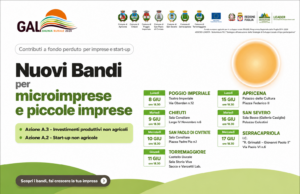 GAL DAUNIA RURALE 2020, AL VIA IL TOUR NEI COMUNI PER PRESENTARE I NUOVI BANDI DESTINATI A IMPRESE E START-UP